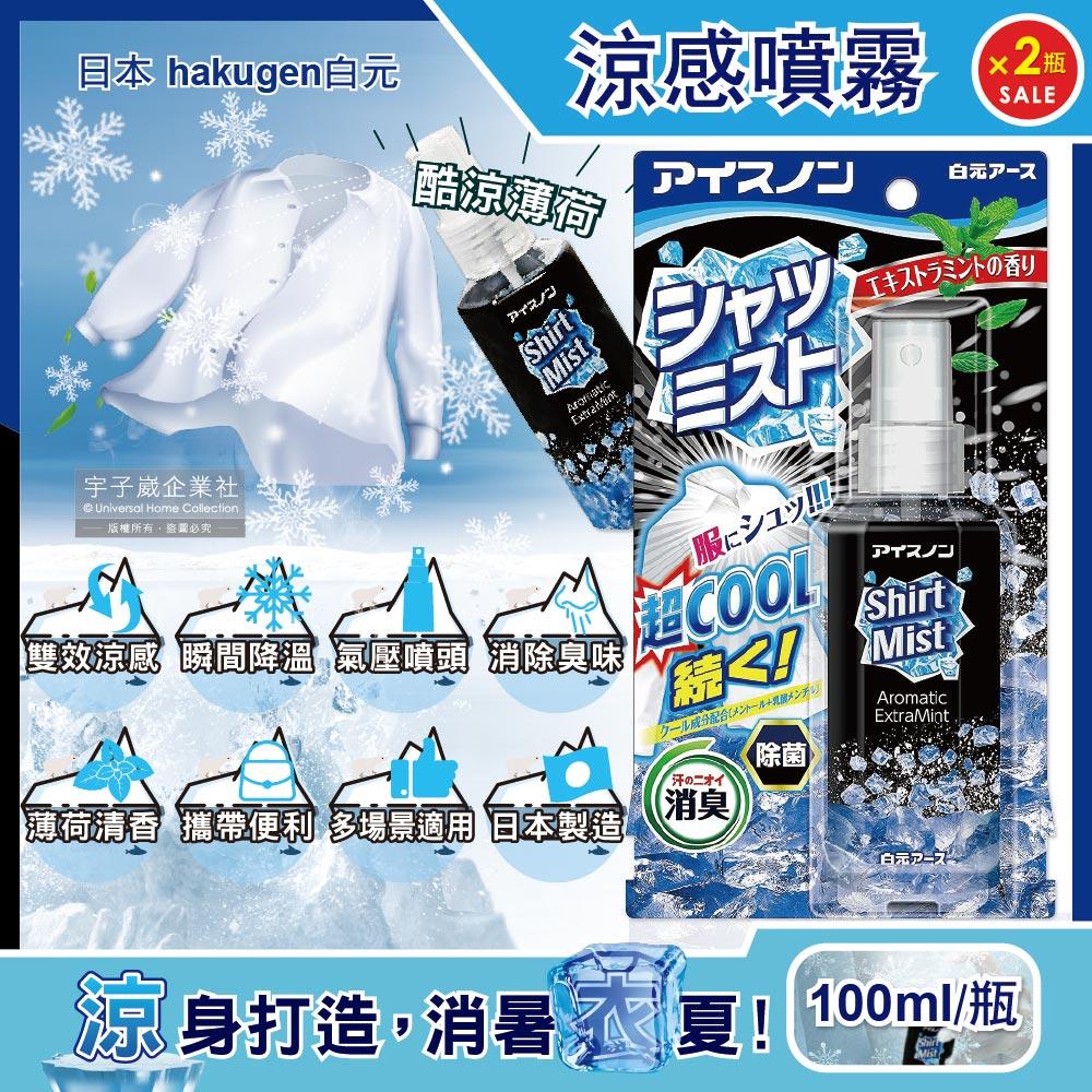 (2瓶超值組)日本hakugen白元-夏日降溫衣物除臭涼感噴霧-酷涼薄荷100ml/黑瓶✿70D033